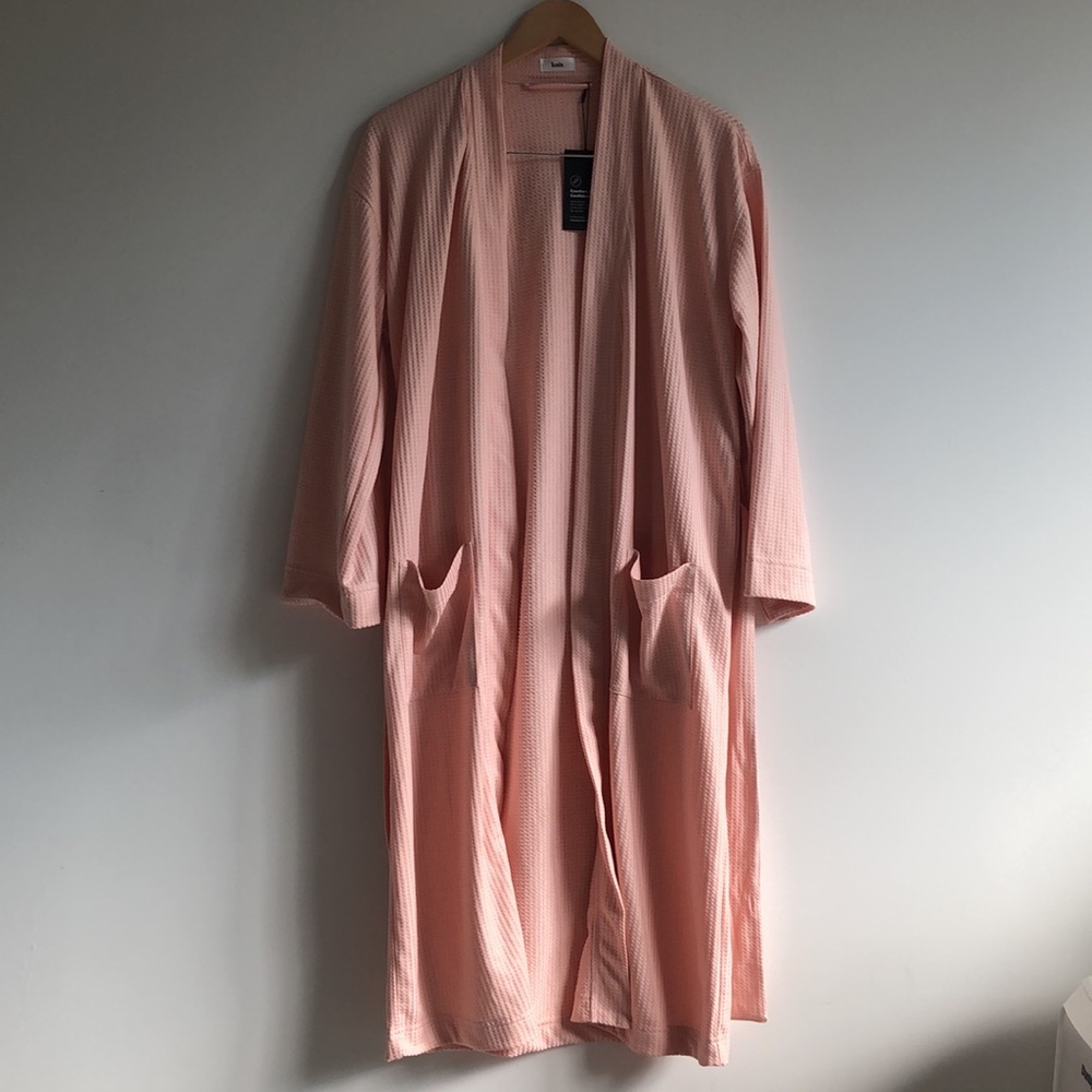 knix Pink Waffle Knit Long Robe